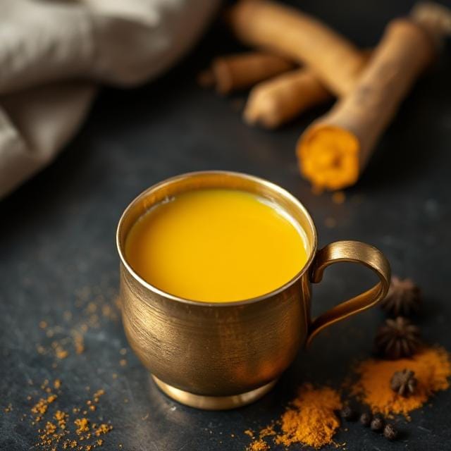 ayurvedic home remedies using Warm turmeric milk with ghee for immunity and inflammation
