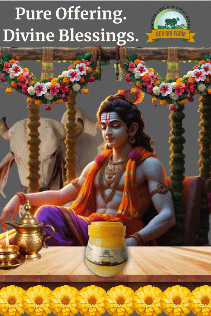 “Ghee diya lit during Shravan month Krishna bhakti”